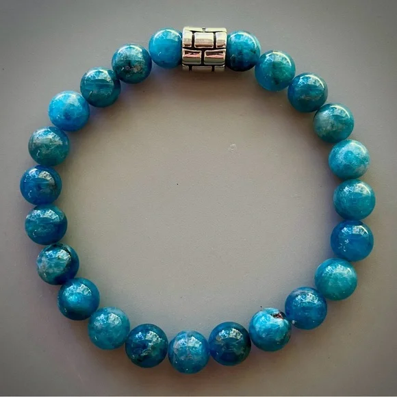 Bright Blue Apitite Handcrafted Bead Bracelet - Picture 6 of 6